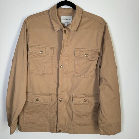 Lucky Brand Field Jacket Medium Khaki Snap Button Utility Lightweight Coat - Picture 1 of 13